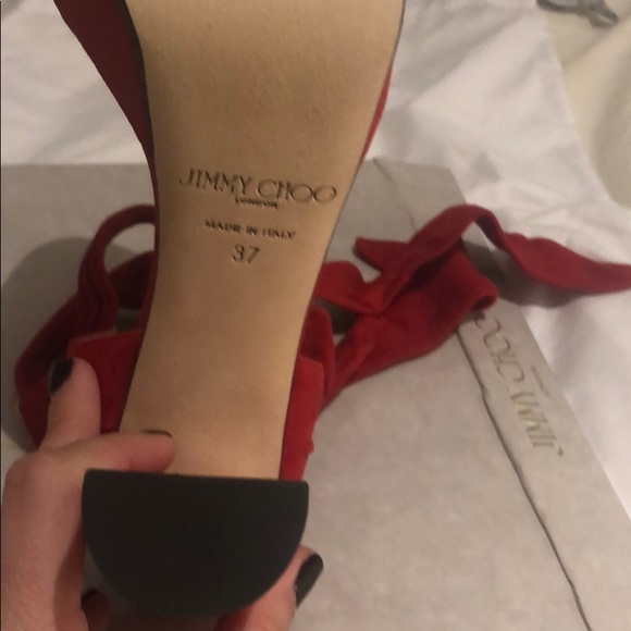 Jimmy Choo red suede sandals - Picture 2 of 3